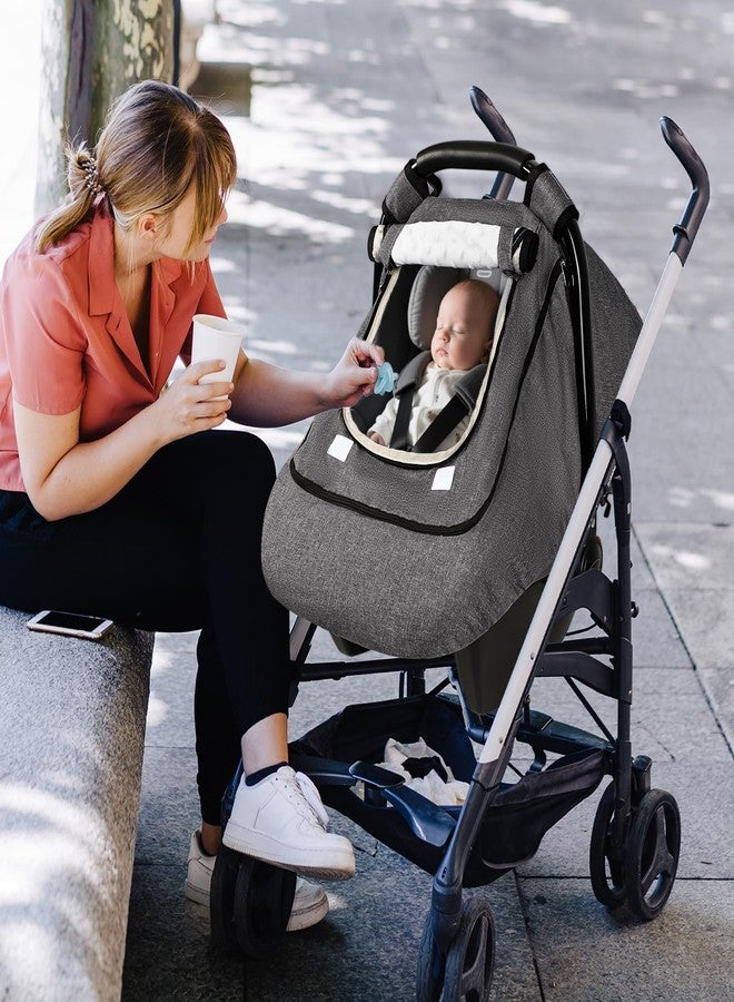 GFU Winter Baby Car Seat Cover Waterproof, Windproof Car Seat Covers for Newborns with Double-Layer Window, Infant Car Seat Canopy for Girls with Minky Dot Backing, Keeps Babies Warm and Cozy, Black - Image 5